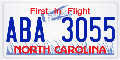 NC license plate ABA3055