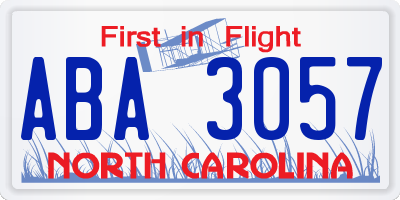 NC license plate ABA3057