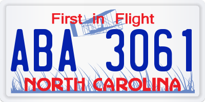 NC license plate ABA3061