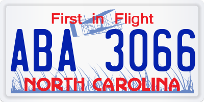 NC license plate ABA3066