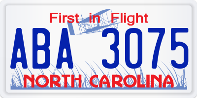 NC license plate ABA3075