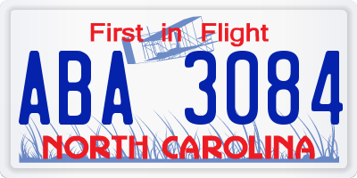 NC license plate ABA3084