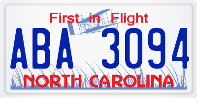 NC license plate ABA3094