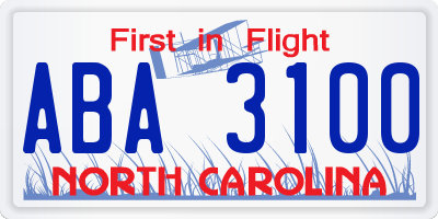 NC license plate ABA3100