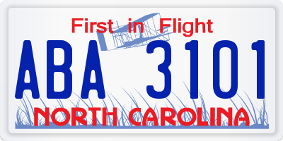 NC license plate ABA3101