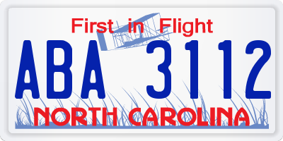 NC license plate ABA3112