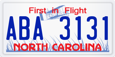 NC license plate ABA3131