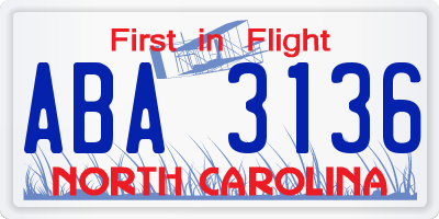 NC license plate ABA3136