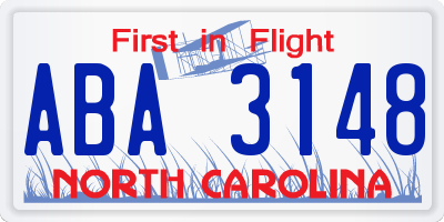 NC license plate ABA3148
