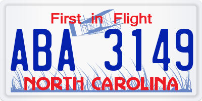 NC license plate ABA3149
