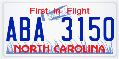 NC license plate ABA3150