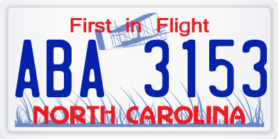 NC license plate ABA3153