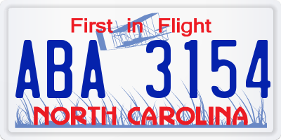 NC license plate ABA3154