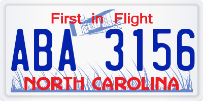 NC license plate ABA3156
