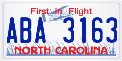 NC license plate ABA3163