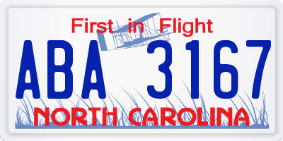 NC license plate ABA3167