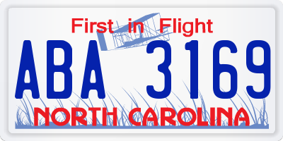 NC license plate ABA3169