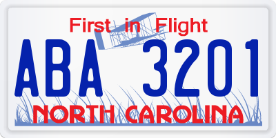 NC license plate ABA3201