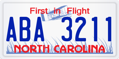 NC license plate ABA3211