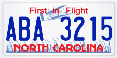 NC license plate ABA3215