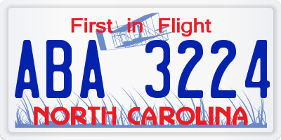 NC license plate ABA3224