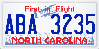 NC license plate ABA3235