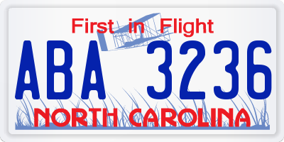 NC license plate ABA3236
