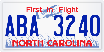 NC license plate ABA3240