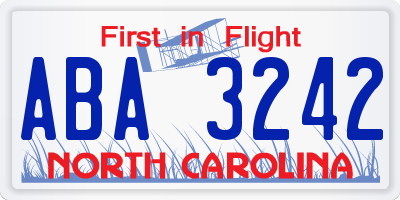 NC license plate ABA3242