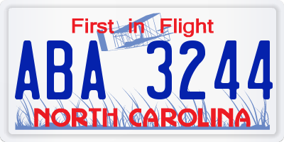 NC license plate ABA3244