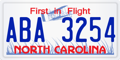 NC license plate ABA3254