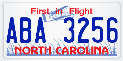 NC license plate ABA3256
