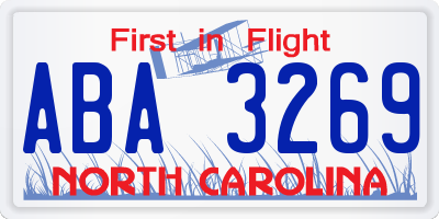 NC license plate ABA3269