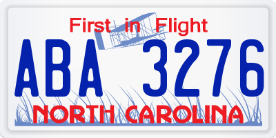 NC license plate ABA3276