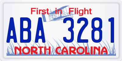 NC license plate ABA3281