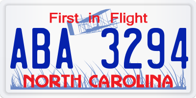 NC license plate ABA3294