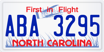 NC license plate ABA3295