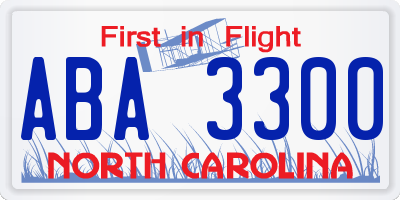 NC license plate ABA3300
