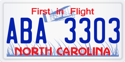 NC license plate ABA3303
