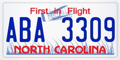 NC license plate ABA3309