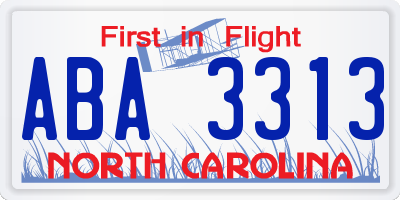 NC license plate ABA3313