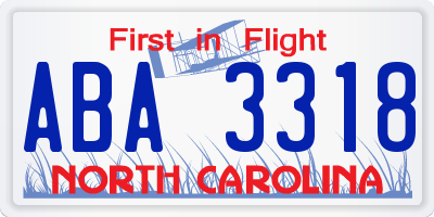 NC license plate ABA3318