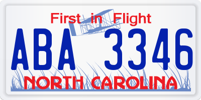 NC license plate ABA3346