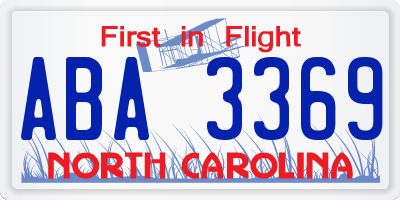 NC license plate ABA3369