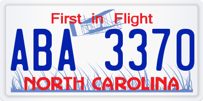 NC license plate ABA3370