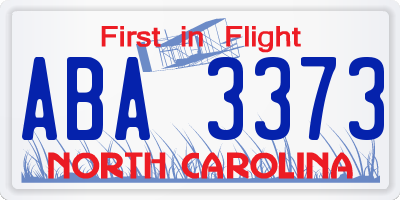 NC license plate ABA3373