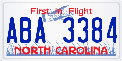 NC license plate ABA3384