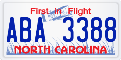 NC license plate ABA3388