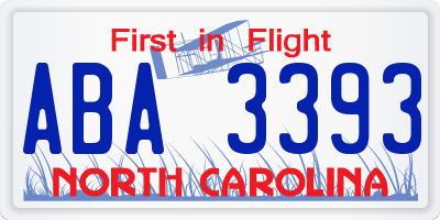 NC license plate ABA3393