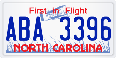 NC license plate ABA3396